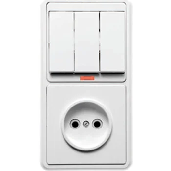 Блок БКВР-212 Бэлла (3-кл. выкл. с инд. + розетка) бел. Кунцево 5841